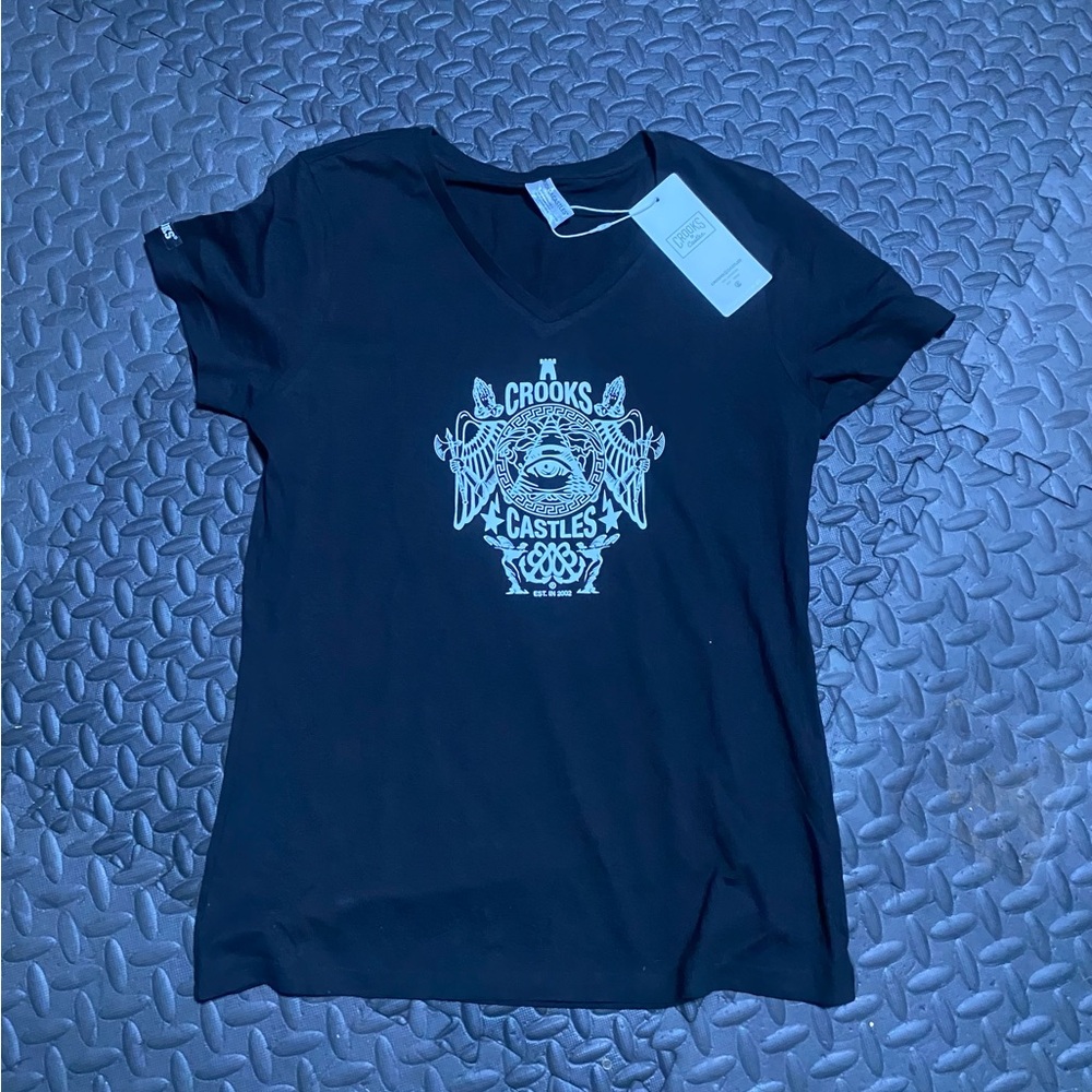 Crooks & Castles Black Tee with White Graphic